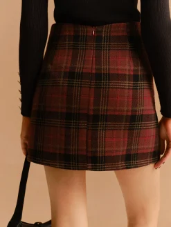 Hot Tweed Checked Mini Skirt Skirts|Bottoms