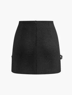 Clearance Tweed Floral-Beaded Zipper Skirt Skirts|Bottoms