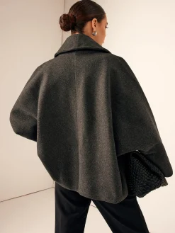Discount Tweed Pockets Loose Coat Outerwear|Coats