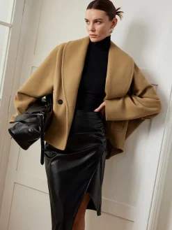 Discount Tweed Pockets Loose Coat Outerwear|Coats