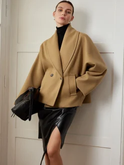 Discount Tweed Pockets Loose Coat Outerwear|Coats