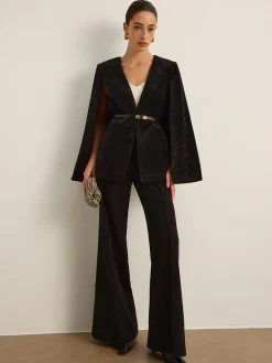 Discount Velvet Belted Cloak Outerwear|Outerwear