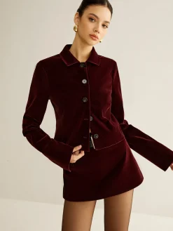 Online Velvet Lapel Short Blazer Outerwear|Blazers