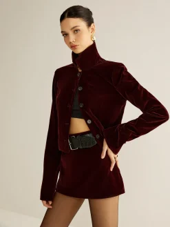 Clearance Velvet Lapel Short Blazer Outerwear|Blazers