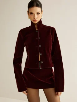Clearance Velvet Lapel Short Blazer Outerwear|Blazers