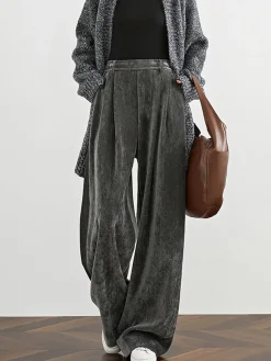 Outlet Velvet Wide-Leg Pants Pants|Bottoms