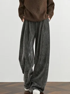 Outlet Velvet Wide-Leg Pants Pants|Bottoms