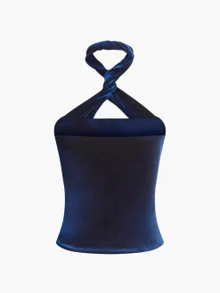 Hot Velvet Zipper Halter Top Tank Tops & Camis|Tops