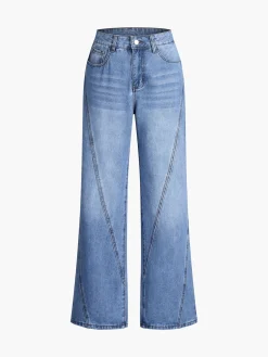 Clearance Vintage Denim Straight Leg Pants Jeans|Pants