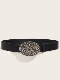 Discount Vintage Floral-Oval Buckle Belt Belts & Chain|Accessories