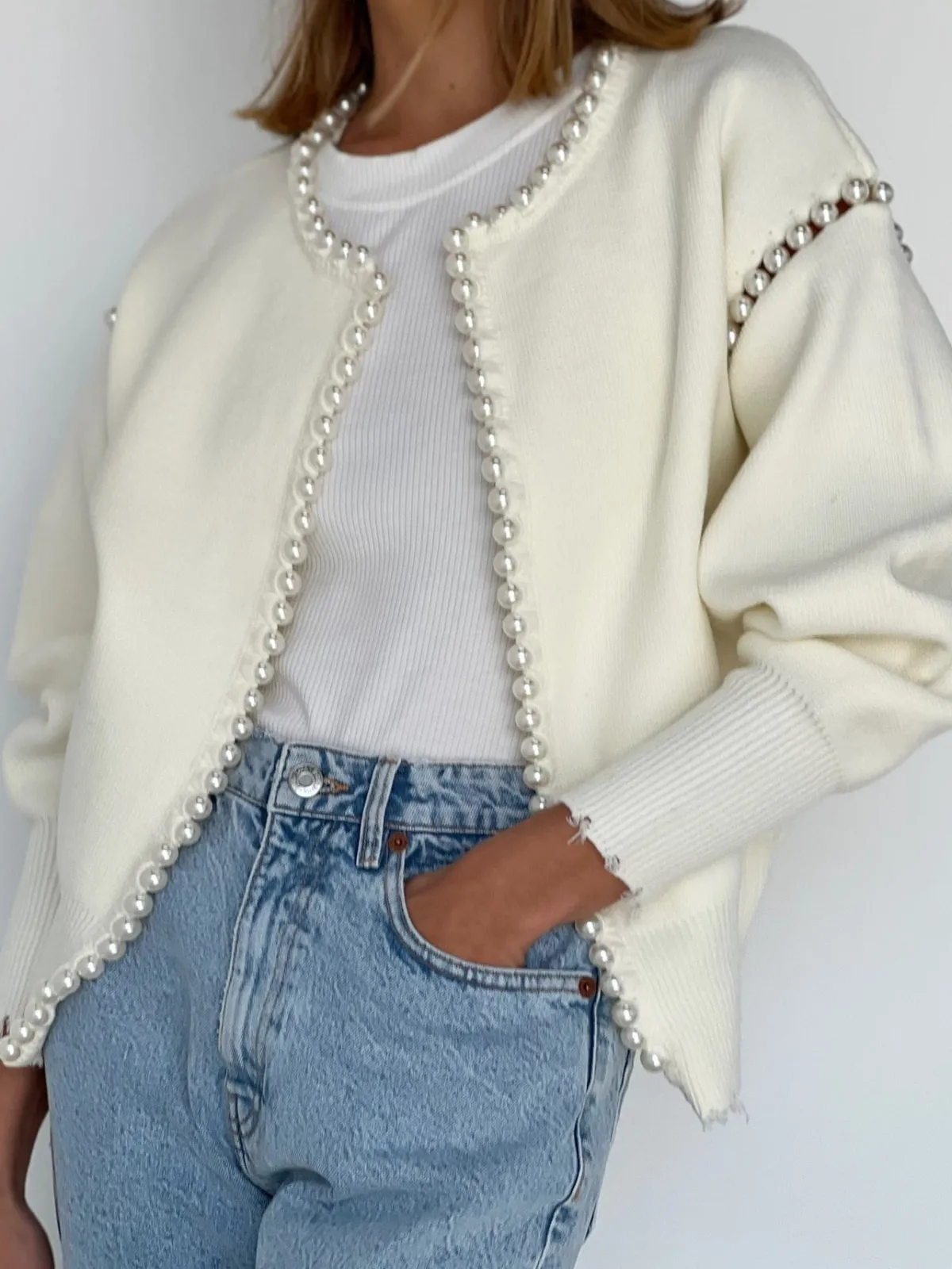 Online Vintage Pearl Edge Cardigan Cardigans|Sweaters & Cardigans