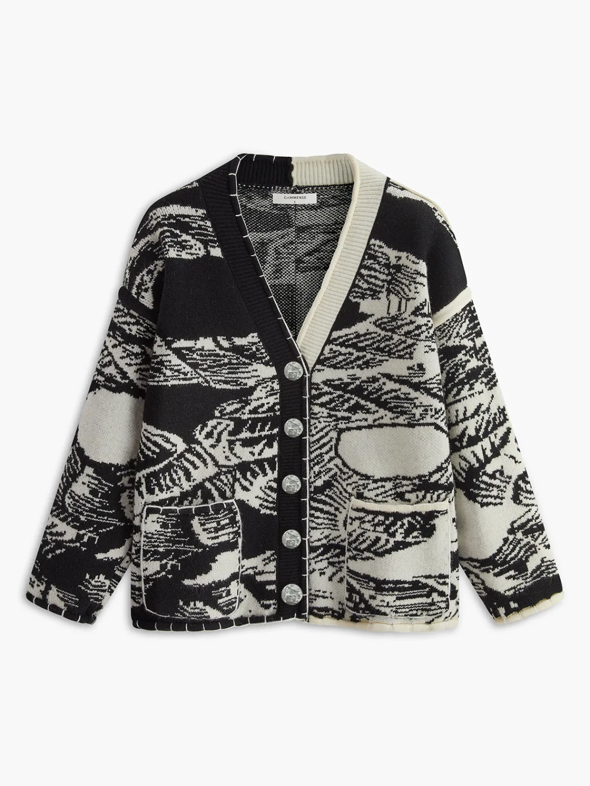 Best Vintage Printed Oversize Knit Outwear Sweater Tops|Outerwear