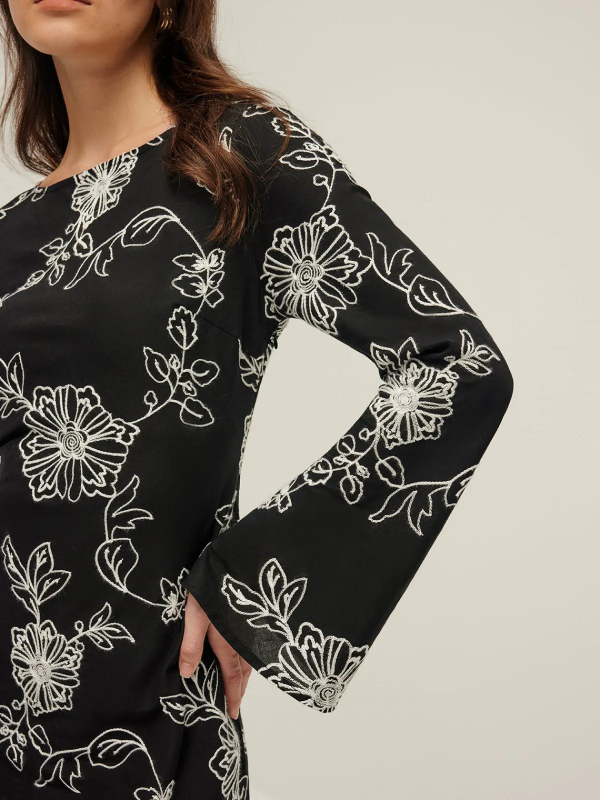 Sale Vintage Pure Cotton Jacquard Dress Black Dresses|Casual Dresses