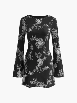 Sale Vintage Pure Cotton Jacquard Dress Black Dresses|Casual Dresses