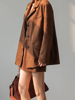 Discount Vintage Suede Blazer Outerwear|Blazers