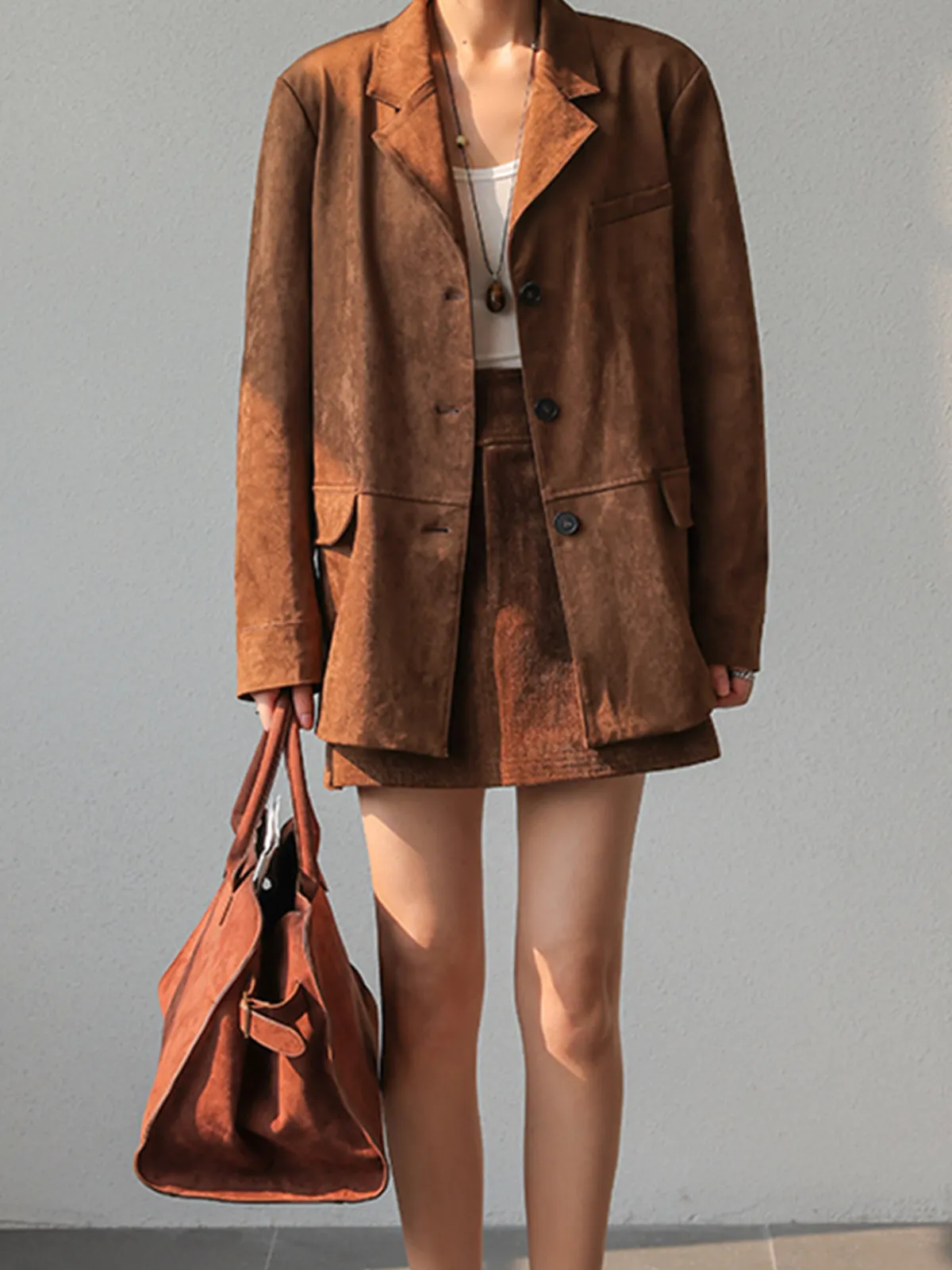 Discount Vintage Suede Blazer Outerwear|Blazers