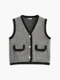 Best Vintage V-Neck Metal Button Sweater Vest Sweater Vests|Sweaters & Cardigans