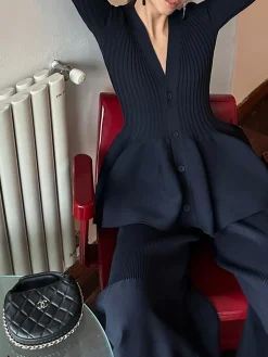 Online V-Neck Ruffle Button Cardigan Knitwear|Tops