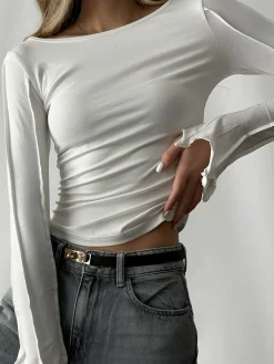 New Wave Trim Skinny Piping Jersey Top T-shirts|Tops