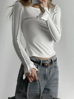 New Wave Trim Skinny Piping Jersey Top T-shirts|Tops