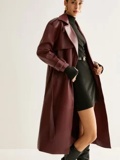 Sale Windproof PU Leather Long Jacket Outerwear|Jackets