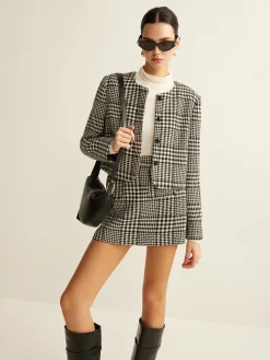 Outlet Wool-Blend Checked Blazer Outerwear|Blazers