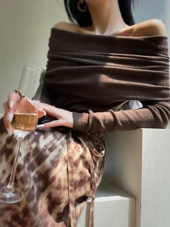 Wool-Blend Elegant Ruched Slim Sweater Sweater Tops|Sweaters & Cardigans