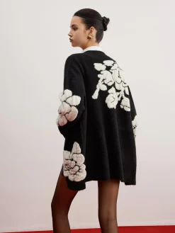 Wool-Blend Knit-Floral Cardigan Cardigans|Sweaters & Cardigans