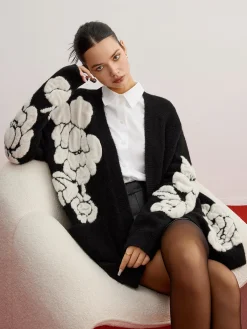 Outlet Wool-Blend Knit-Floral Cardigan Cardigans|Sweaters & Cardigans
