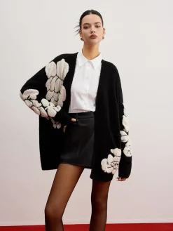 Outlet Wool-Blend Knit-Floral Cardigan Cardigans|Sweaters & Cardigans