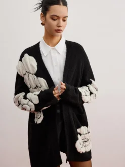 Outlet Wool-Blend Knit-Floral Cardigan Cardigans|Sweaters & Cardigans