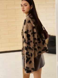 Hot Wool-Blend Leopard Fuzzy Sweater Sweater Tops|Sweaters & Cardigans