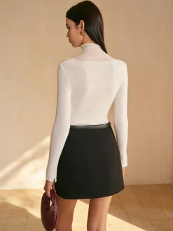 Online Wool-Blend Mock Neck Sheer-Detail Knit Top Knitwear|Matching Sets