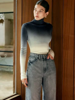 Discount Wool-Blend Ombre Slim Knit Top Sweater Tops|Sweaters & Cardigans