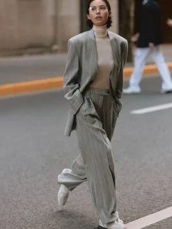 Hot Wool-Blend Pinstripe Tweed Pants Pants|Matching Sets