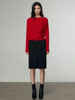 Sale Wool-Blend Straight Neck Knit Top Sweater Tops|Sweaters & Cardigans