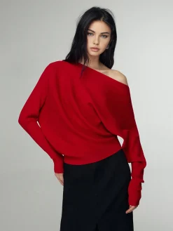 Online Wool-Blend Straight Neck Knit Top Sweater Tops|Sweaters & Cardigans