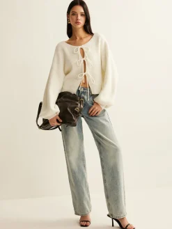 Clearance Wool-Blend Tie-Front Cardigan Cardigans|Sweaters & Cardigans