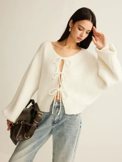 Clearance Wool-Blend Tie-Front Cardigan Cardigans|Sweaters & Cardigans