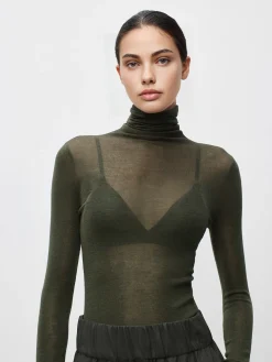 Hot Wool-Blend Turtleneck Sheer Sweater Sweater Tops|Sweaters & Cardigans