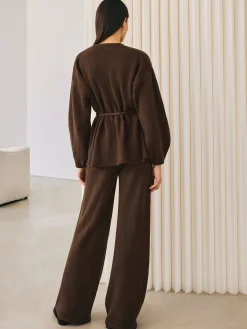 Hot Wrap Belted Sweater Pants Set Sweater Tops|Sweaters & Cardigans