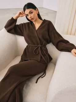 Best Wrap Belted Sweater Pants Set Sweater Tops|Sweaters & Cardigans