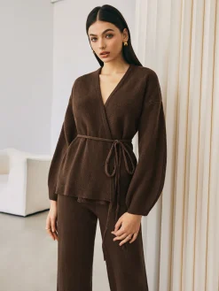 Best Wrap Belted Sweater Pants Set Sweater Tops|Sweaters & Cardigans
