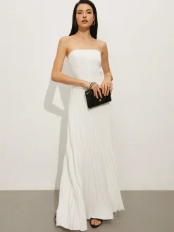 Hot Wrap Off-Shoulder Pleated Dress White Dresses|Casual Dresses